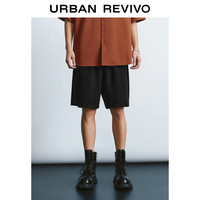 URBAN REVIVO 男士休闲运动风松紧腰抽绳超宽松短裤 UMY640001 正黑 30