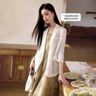 香影 X.YING【2024夏装】新中式国风西装外套女薄款盘扣垫肩小西服