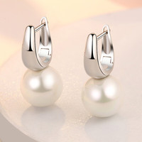 珥柒  设计感几何小众珍珠耳环女法式珍珠耳坠高级感气质简约 白铜镀白金色/12mm珍珠