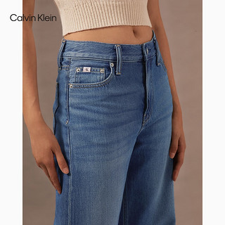 Calvin Klein Jeans24早秋新款女士莱赛尔混纺ck复古高腰阔腿牛仔裤J224085 1AA-牛仔浅蓝 2