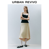 URBAN REVIVO 女装都市简约气质优雅A字显瘦半裙 UWU540051 卡其 XS