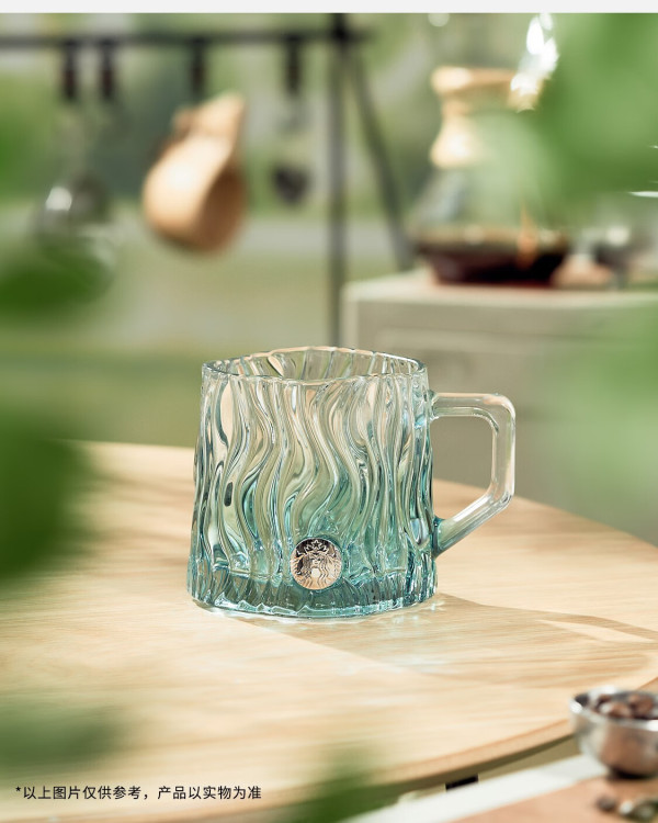 starbucks星巴克浮雕玻璃杯425m薄荷绿