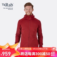 Rab睿坡英国男式弹力抓绒连帽卫衣休闲保暖舒适耐磨430g QFA-93 深红色(CG) L
