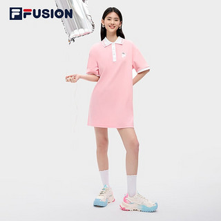 斐乐（FILA） FUSION潮牌女子连衣裙夏时尚宽松简约POLO领连身裙 青春粉-PK 185/100A/XXXL