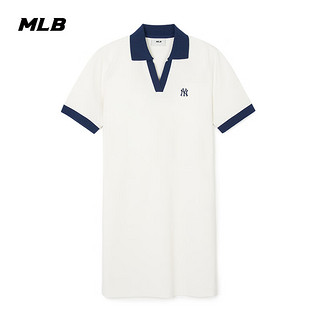 MLBPOLO领短袖连衣裙撞色直筒裙24夏季OPB03 纽约洋基队/奶油色 XS(成人）