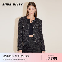 MISS SIXTY夹棉外套女粗花呢小香风优雅气质黑色高级 黑色 L