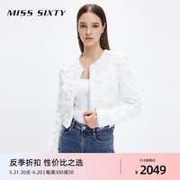 MISS SIXTY呢料外套女重工钉珠蝴蝶小香风垫肩短款 白色 XS