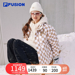 FILA FUSION斐乐潮牌羽绒服女冬季时尚保暖外套男 暖糖咖-BN 160/84A/XS