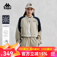 卡帕（Kappa）茄克女防晒2024夹克防泼水运动外套复古短款开衫K0E42JJ03D 海沙色-6324 L