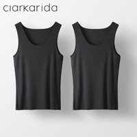 Clarkarida男士背心男莫代尔无痕内穿打底衫运动汗衫透气休闲跨栏背心 黑色+黑色【背心2件】 M(90-110斤)