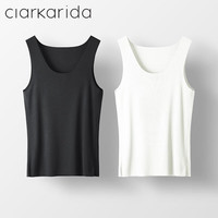 Clarkarida男士背心男莫代尔无痕内穿打底衫运动汗衫透气休闲跨栏背心 黑色+白色【背心2件】 2XL(150-170斤)