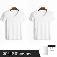 Clarkarida男士背心男莫代尔无痕内穿打底衫运动汗衫透气休闲跨栏背心 白色+白色【T恤2件】 XL(130-150斤)