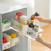 庭扬 扬冰箱收纳盒果蔬三分隔收纳盒易拉取抽屉式透明冰箱食物保鲜盒 白色 一个装