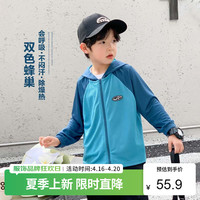 左西【2024夏季上新】男童连帽外套儿童透气网眼户外遮阳服 蓝色 1