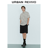 URBAN REVIVO R2024夏季新款男装时尚休闲运动风松紧腰抽绳短裤UMF640076