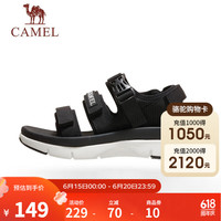 骆驼（CAMEL）凉鞋男士夏魔术贴休闲运动沙滩凉鞋拖鞋耐磨防滑户外徒步凉鞋 K23M162002，黑色，女 39