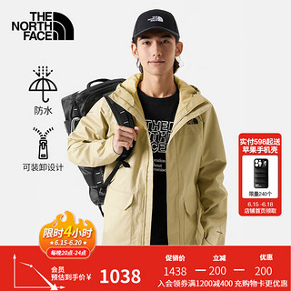 北面（The North Face）单层冲锋衣男防风夹克外套防水透汽可搭内胆24春季|8AUK LK5/卡其色 XL/180