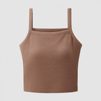 蕉内棉棉311H吊带背心女士带杯打底无袖T恤女生内搭睡衣家居服春夏季 红咖 L