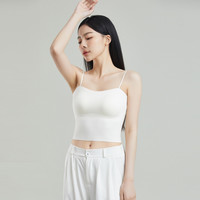 曼娜莎夏白色吊带内搭女带胸垫背心文胸一体美背防走光内衣