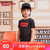 Levi's 李维斯童装男童纯棉短袖T恤夏季儿童针织舒适休闲上衣 正黑色 1