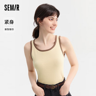 森马（Semir）背心女短款圆领内搭2024夏撞色紧身套头衫101324102002 M 咖色调00355