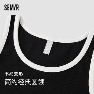 森马（Semir）背心女短款圆领内搭2024夏撞色紧身套头衫101324102002 XXL 黑色调00399