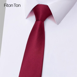 FitonTon领带男拉链上班商务正装职场免打结一拉得懒人领带红色8cm礼盒装FTL0001 酒红色（拉链）