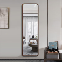 巴布奇黑胡桃实木穿衣镜别墅镜子壁挂全身镜挂墙大户型落地原木客厅 50*160 黑胡桃 (限时包安装)