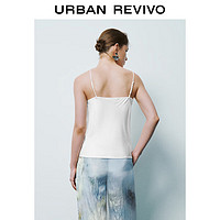 URBAN REVIVO 女装时尚气质魅力荡领短款吊带衫 UWG240116 米白 L