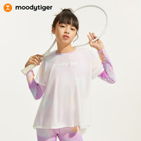 moodytiger女童T恤长袖仙女T夏款打底衫假两件轻薄凉感儿童运动衫防晒1
