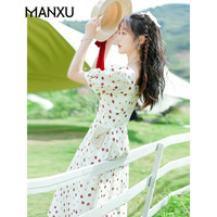 曼蓄裙子夏天女装2024夏季新款连衣裙气质女神范女生碎花仙气连衣裙女 米白色