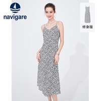 Navigare意大利小帆船女士细吊带连衣裙修身长裙2322874510 白/黑