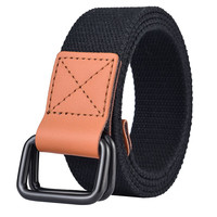 半支烟腰带男士帆布皮带牛仔裤双环扣青年休闲织裤带布 125cm