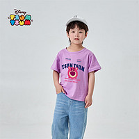 迪士尼2024夏款男女童T恤中大童T恤卡通插肩袖儿童短袖T恤组合 DSNDD242609-紫色 130cm