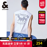 杰克·琼斯（JACK&JONES）简约时尚宽松圆领无袖T恤舒适潮流字母刺绣胶印背心男装224301041 A06 本白色 常规 165/88A/XS