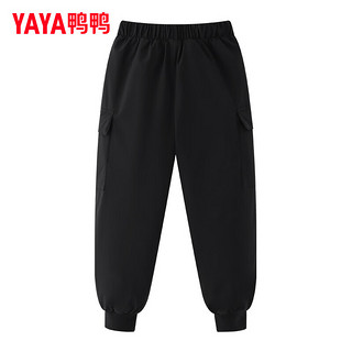 鸭鸭羽绒服鸭鸭（YAYA）童装男女童鸭绒工装裤2024冬季加厚保暖中大童儿童羽绒裤YG 黑色 140