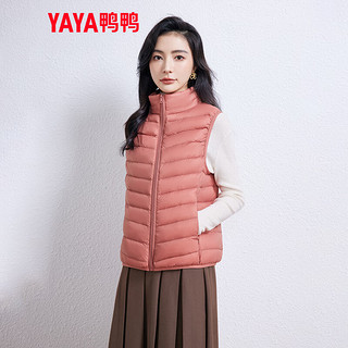 鸭鸭羽绒服鸭鸭（YAYA）轻薄羽绒马甲女短款2024冬季立领便携韩版时尚休闲外套K 嫣红色 185/104A(XXXXL)