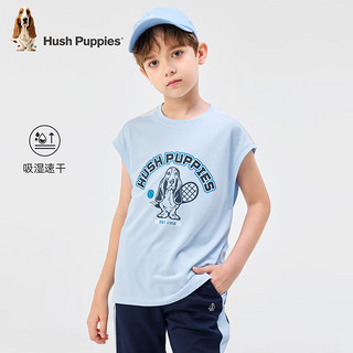 暇步士（Hush Puppies）童装儿童男女童2024夏季轻薄透气高效速干网布休闲运动背心 青黛绿 140cm