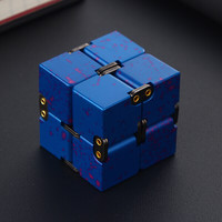 黑科技 创意男孩男朋友减压抖音玩具无限魔方成人解压百变初学者六一节送儿童 星空蓝 实心铝合金180g