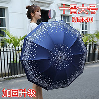 骨大号晴雨两用太阳伞加厚黑胶防晒防紫外线折叠雨伞女双人自动