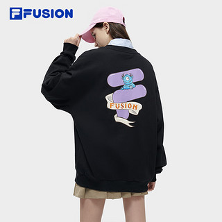 FILA FUSION斐乐潮牌款针织套头衫2024春季时尚休闲卫衣 正黑色-BK 190/108A/XXXL