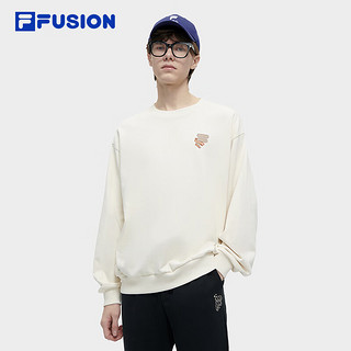 FILA FUSION斐乐潮牌款针织套头衫2024春季时尚休闲卫衣 麦乳色-BG 175/96A/L