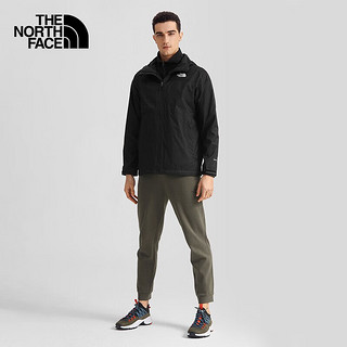 北面（The North Face）三合一冲锋衣男款抓绒内胆防水防风户外保暖外套24春夏|8AV7 JK3/黑色 S/165