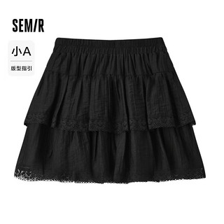 森马（Semir）半身裙女蕾丝蛋糕裙俏皮可爱2024夏季松紧腰肌理短裙107424120005