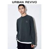 UR秋冬男装时尚休闲立体胶印印花宽松长袖卫衣UMV430055 中灰 L