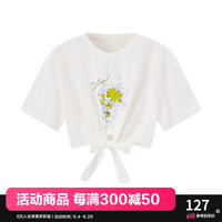 乐町宽松系带短T恤23年夏季卡通短袖C2DAD2302 白色 L/165