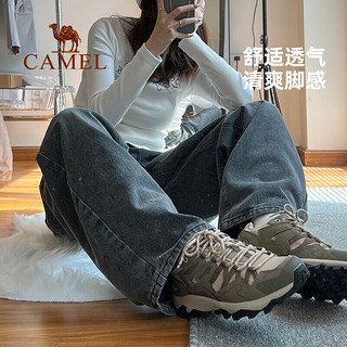 骆驼（CAMEL）【昆仑】户外登山鞋跑步爬山徒步鞋男女透气休闲运动鞋F13B097001 浅米/棕，男【透网版】 40