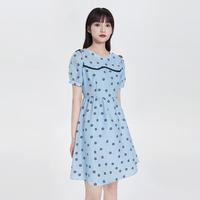 5+ Five Plus女夏装设计感连衣裙女高腰提花短裙子短袖气质