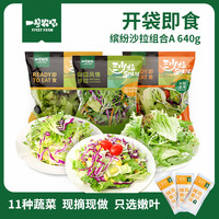 一号农场开袋即食免洗缤纷组合日式田园混合蔬菜沙拉健身轻食代餐色拉生菜 日式*1+田园*1+混合*1+油醋汁*3
