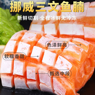 尚致挪威冰鲜三文鱼腩400g 新鲜 三文鱼中段纯肉刺身大西洋鲑鱼 冰鲜鱼腩 400g 【不切片】